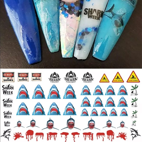 💌BO/GO$6 Shark Week Transfer Nail Decals - Picture 3 of 7